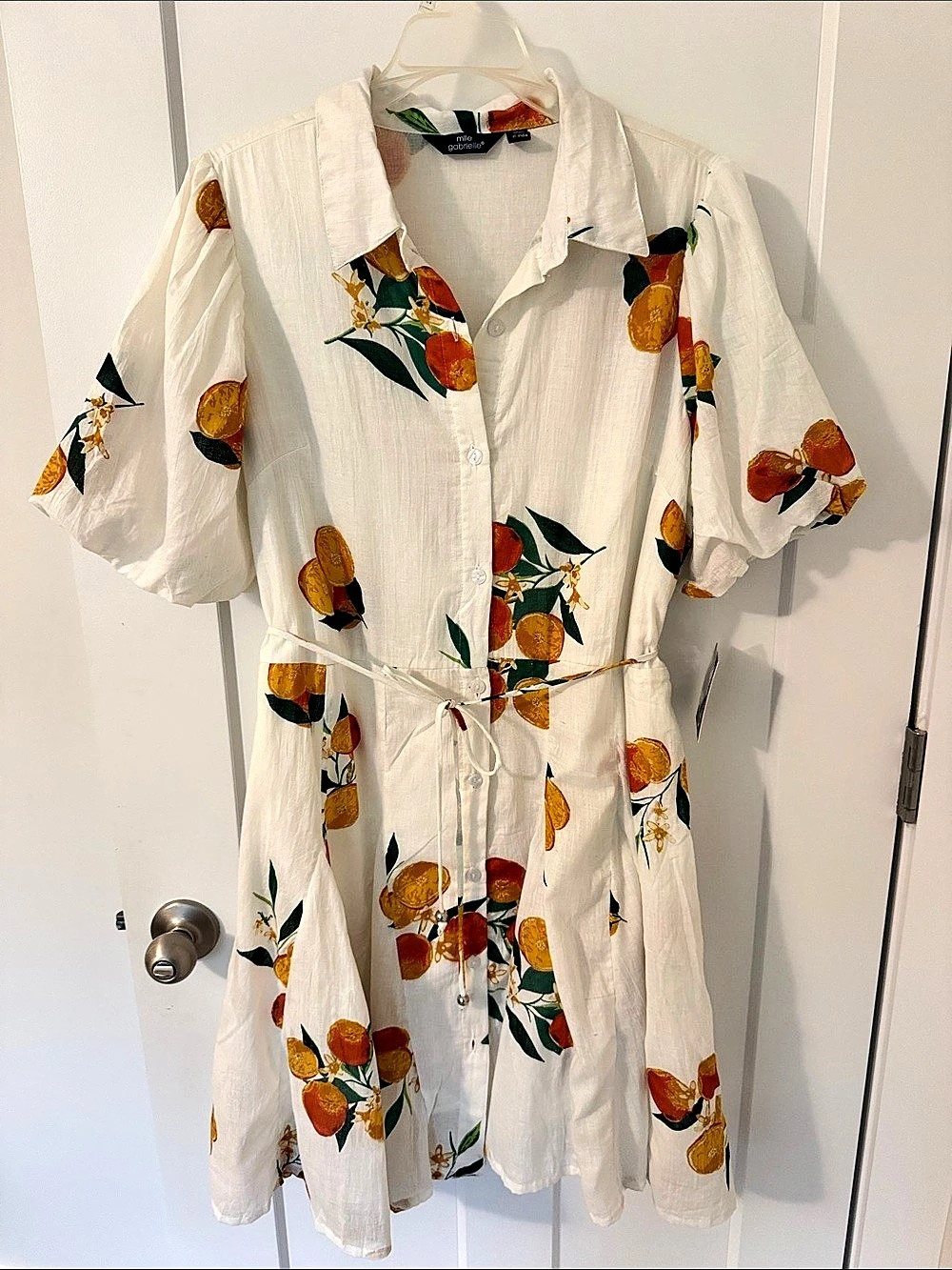 mille gabrielle Floral Mini Dress in White & Orange Size Large NWT
